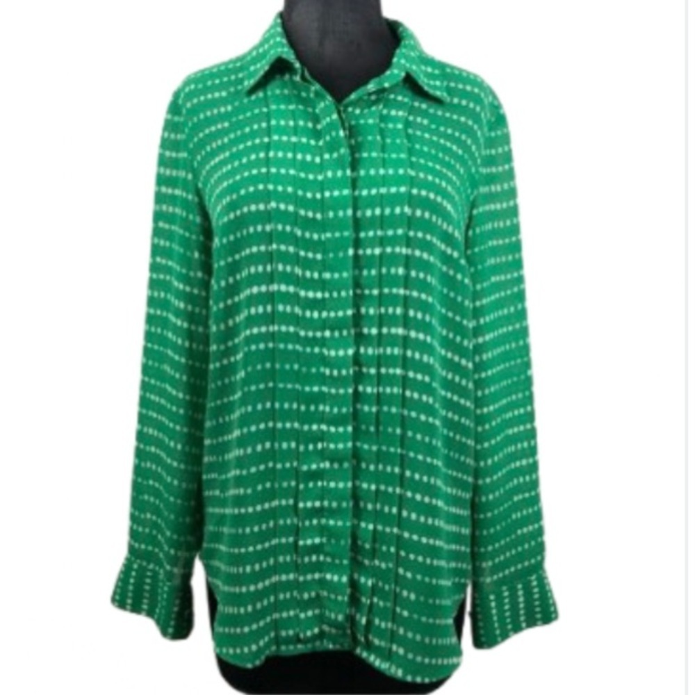 05 Green With White Polka Dot Blouse Size 4-6